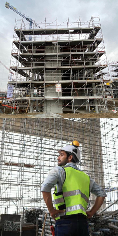 chi siamo Ponteggio Crea Ponteggi e tecnico al lavoro in fase di controllo